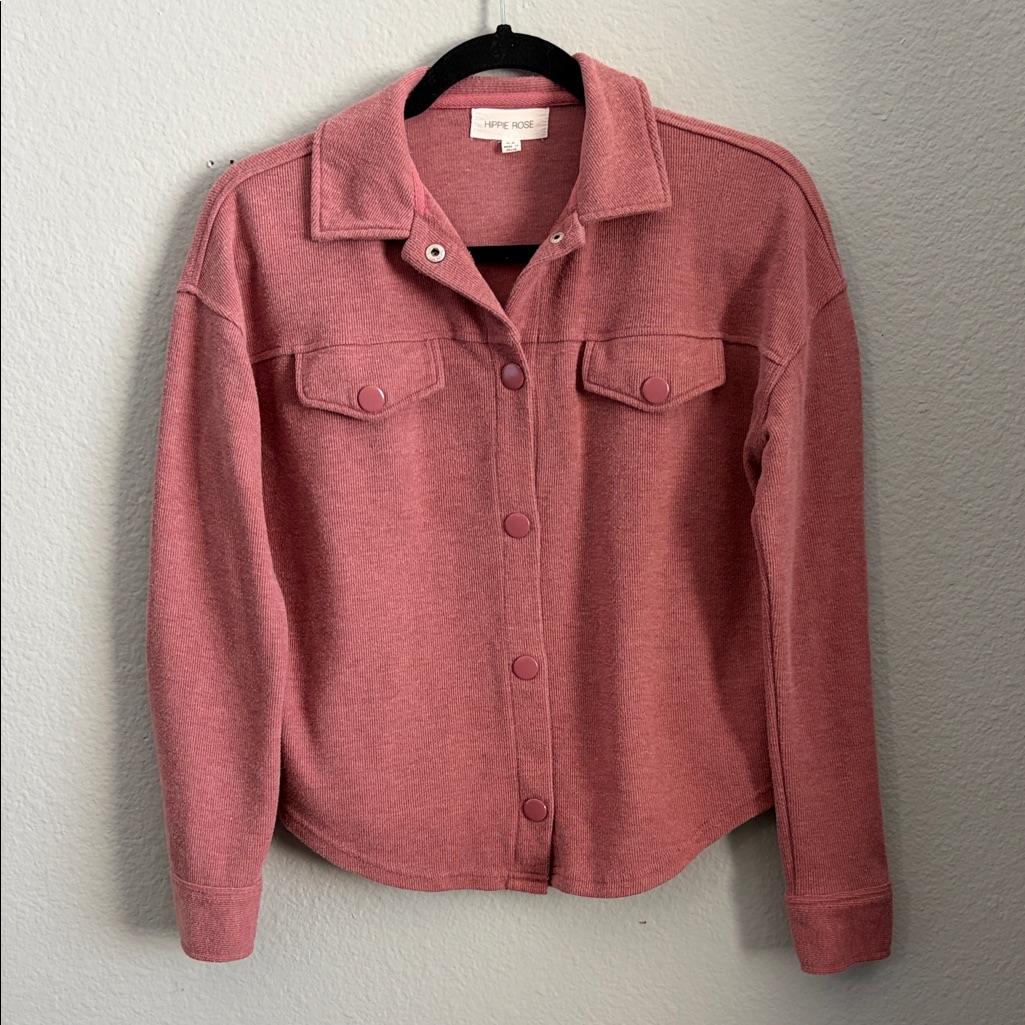 Hippie Rose Button Up Boxy Long Sleeve Shirt Jacket
